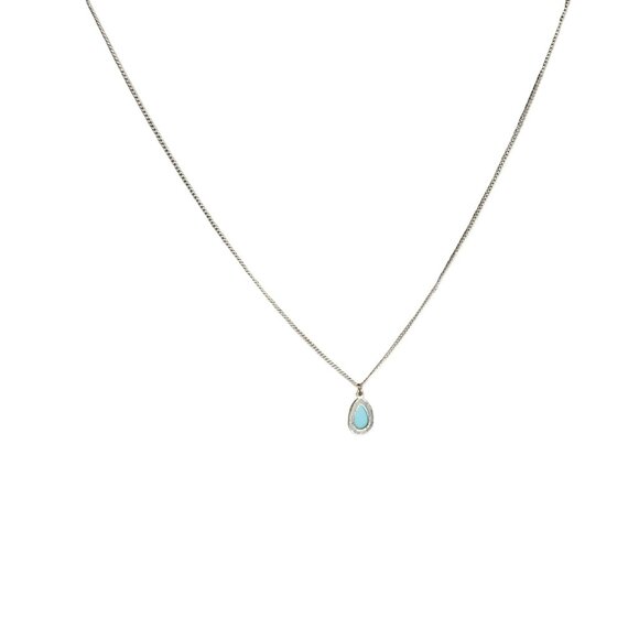 Elegant Green Gem Gold Tone Flecks Teardrop Pendant Necklace Fashion Jewelry - Picture 4 of 8